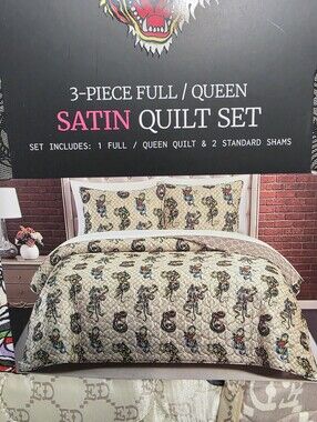 Ed Hardy Queen Dragon Pink 3 pcs Quilt Set Halloween